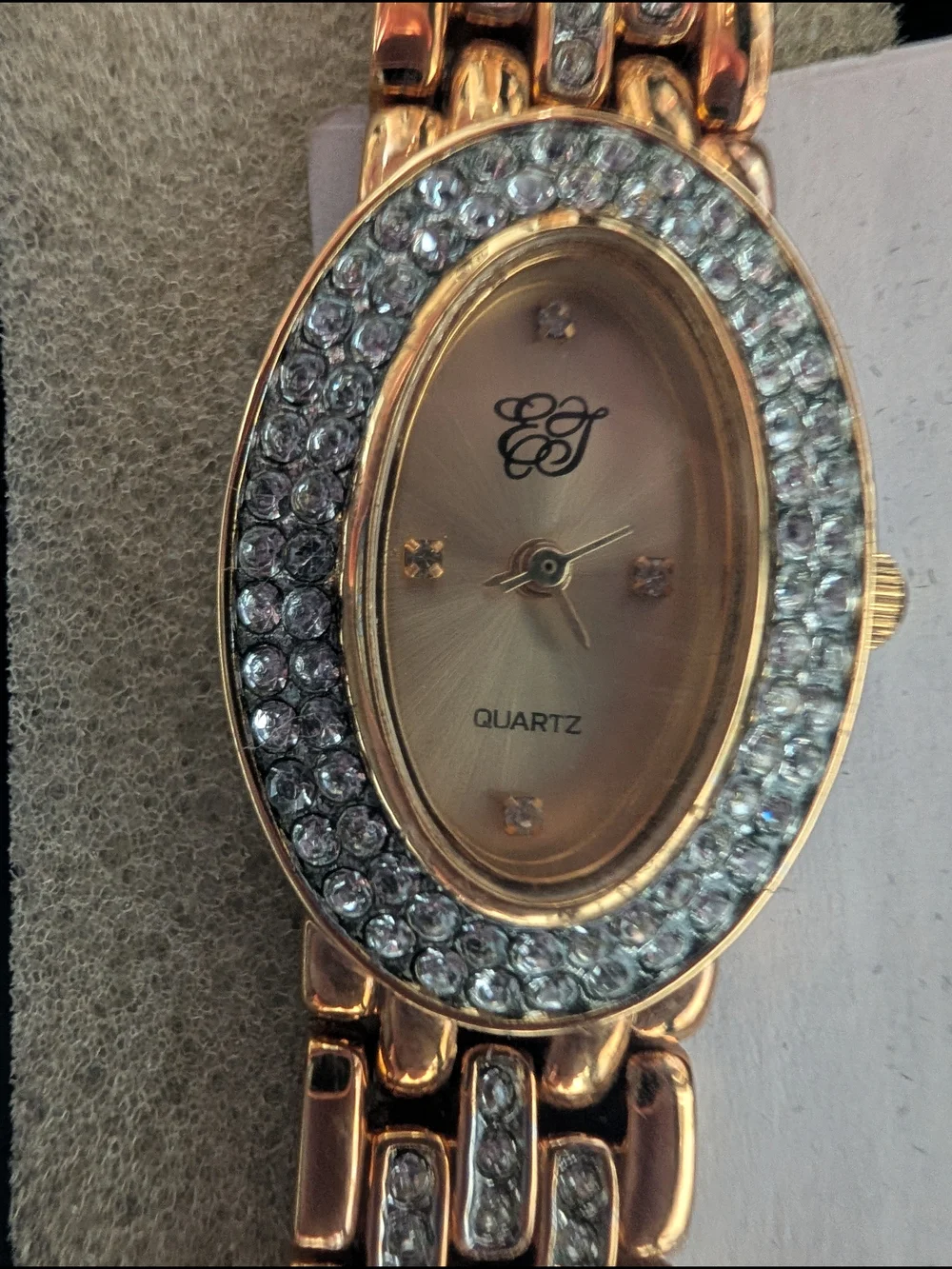 Gold-Tone Women's Oval Crystal-Trim Bracelet Watch